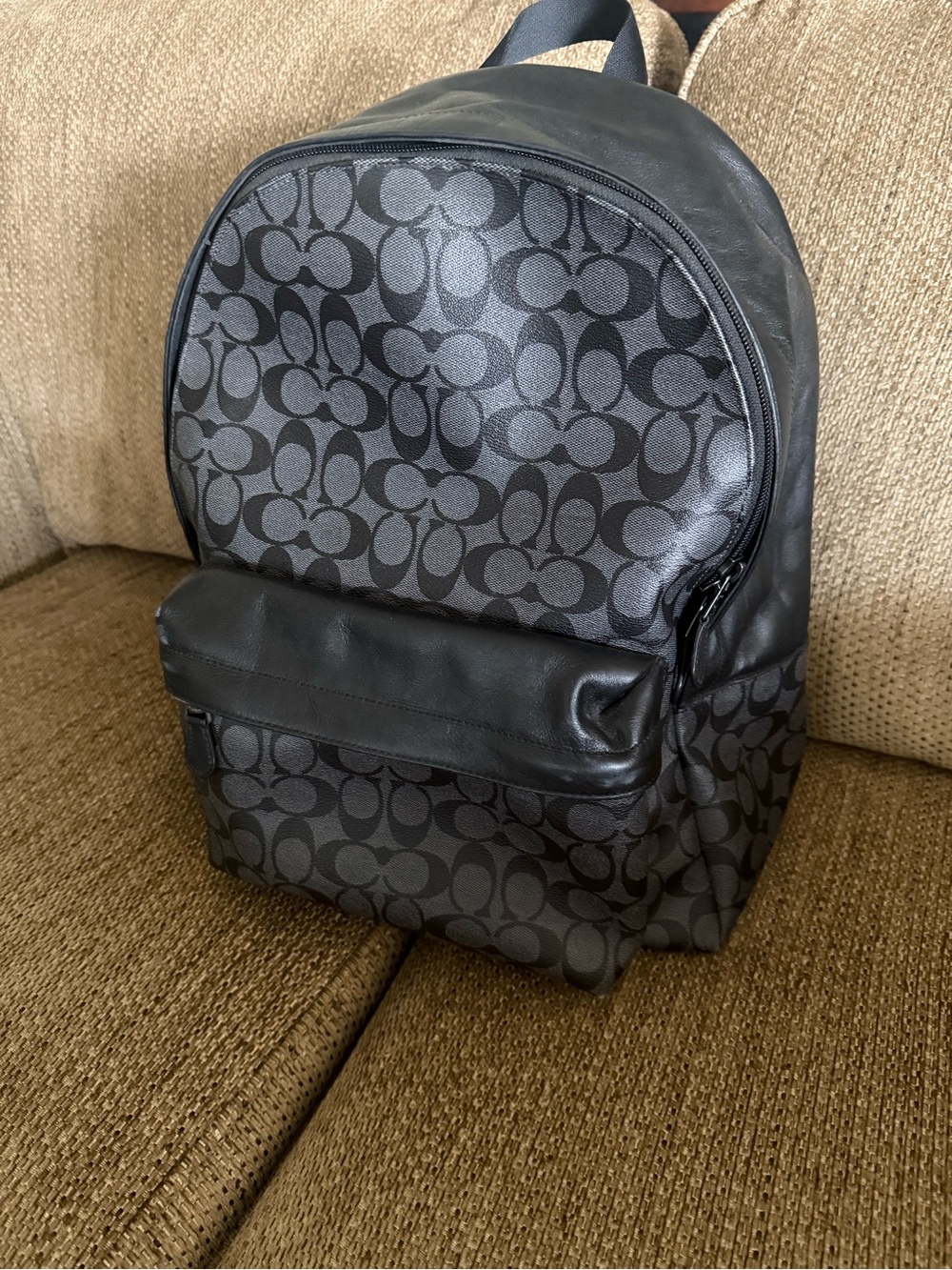 Coach Black & Charcoal Signature Pattern Backpack